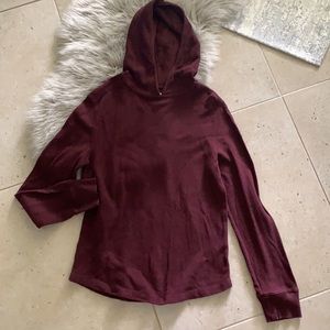 Burgundy textured comfy classy hooded top, perfect for holidays